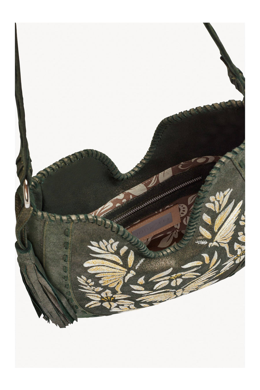 Luna Embroidery Bag Metallic Olive - Twitchers Emporium Store
