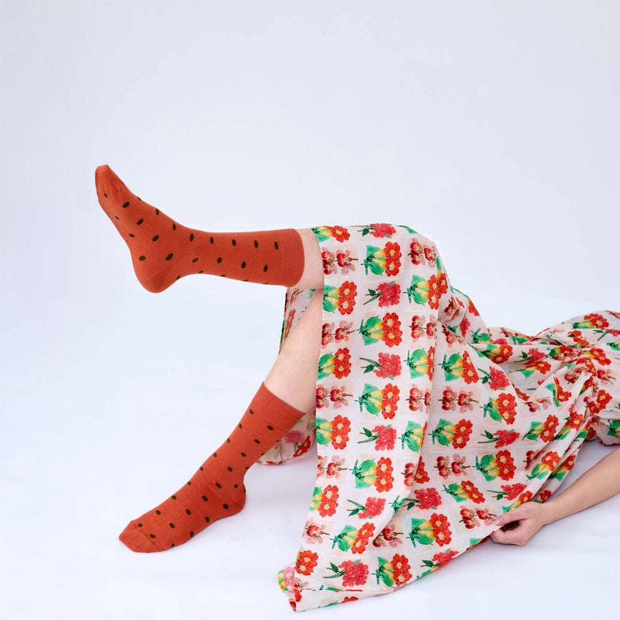 'Spotty' Terracota Cotton Socks - Twitchers Emporium Store