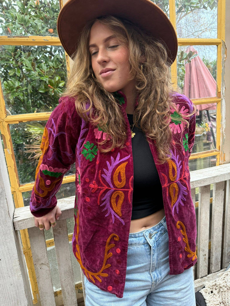 Velvet embroidery jacket LOVE