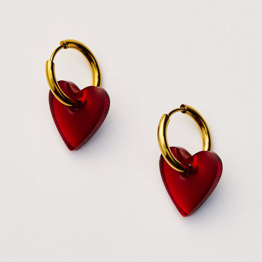 Marty Heart Earrings - Red - Twitchers Emporium Store