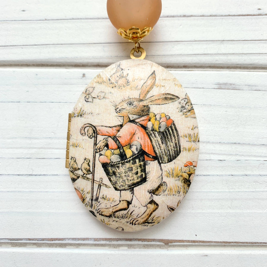 Flopped Ear Bunny Rabbit Locket Necklace