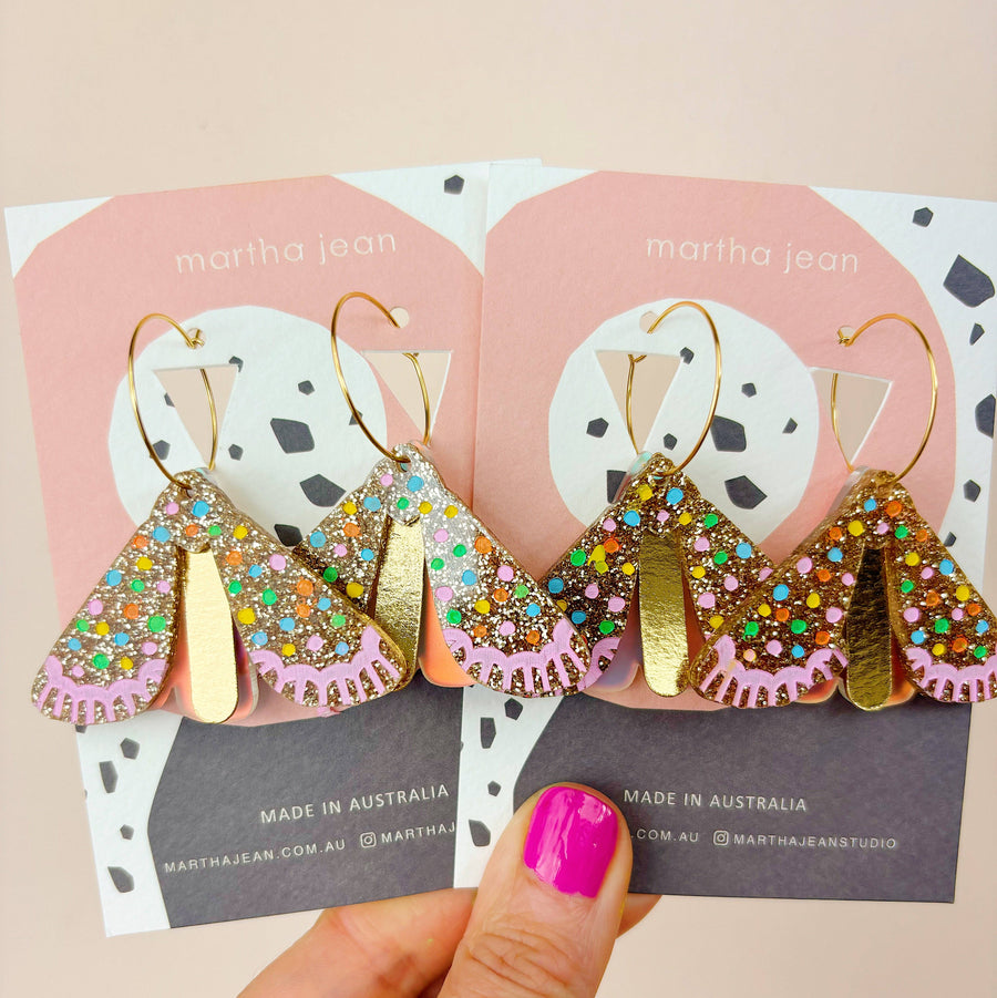 Moth Earrings - Gold/Multi - Twitchers Emporium Store