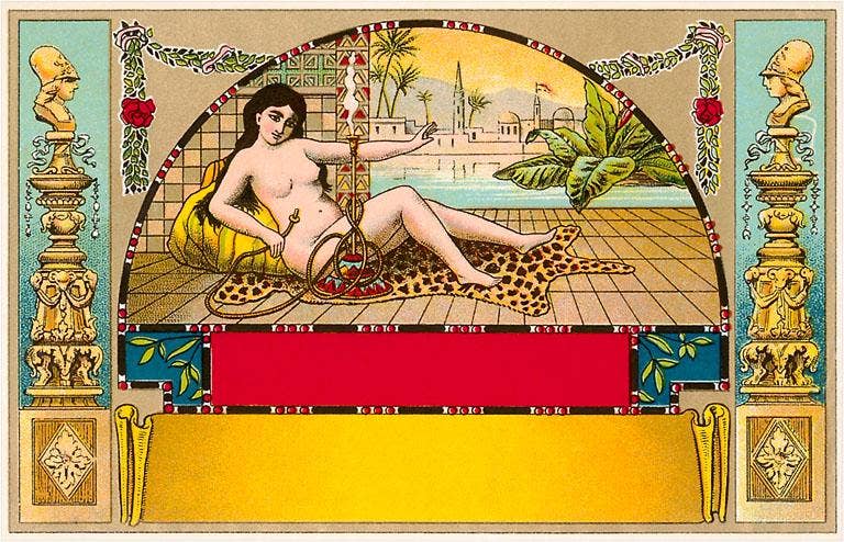 CARD Nude Harem Girl with Hookah