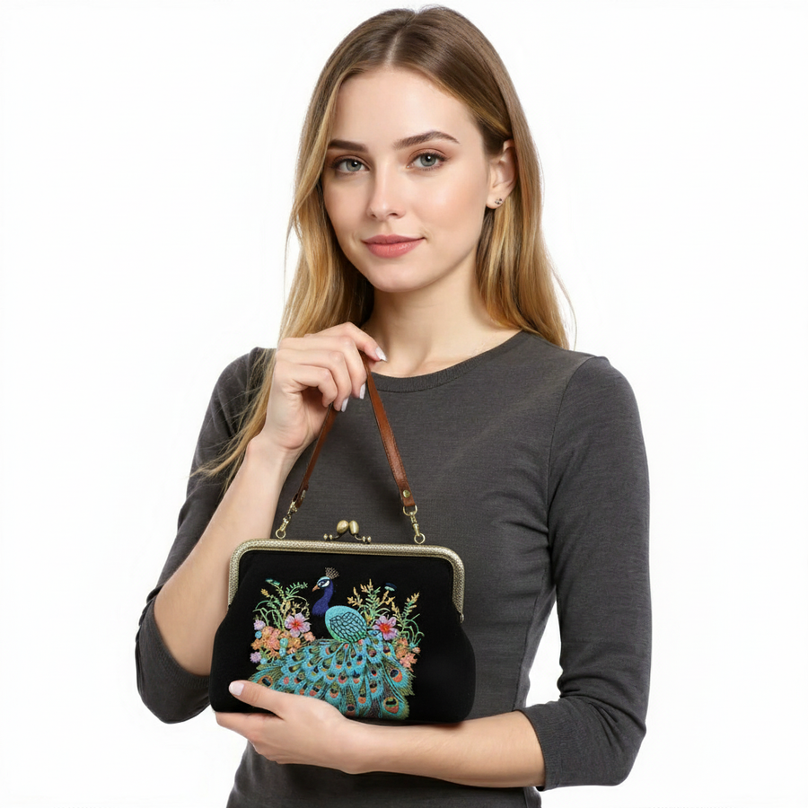Peacock Embroidered Handbag - Twitchers Emporium Store