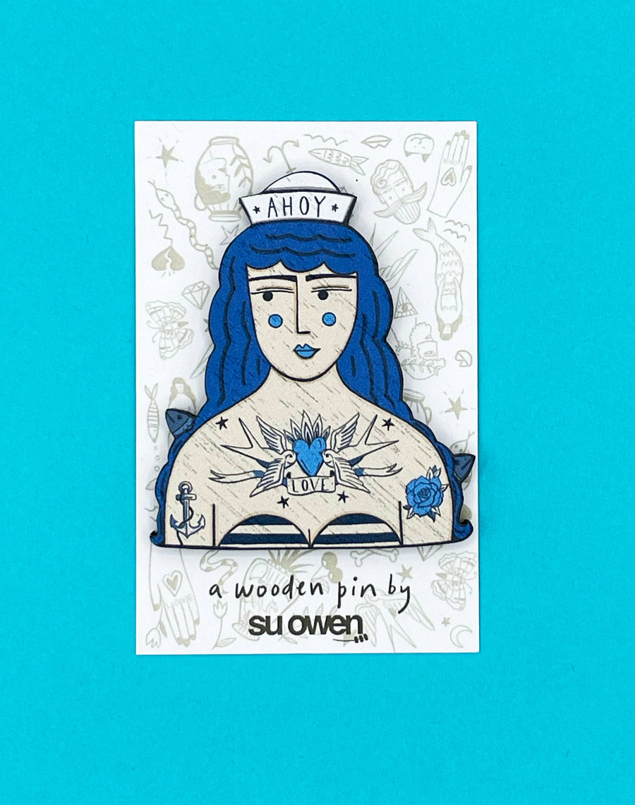 Tattooed Sailor Girl Brooch - Twitchers Emporium Store