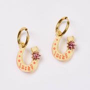 Lucky Shoe Earrings - Gold/Pink - Twitchers Emporium Store