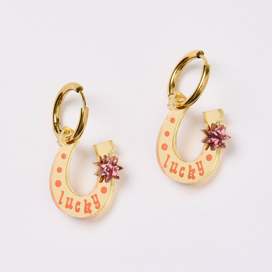 Lucky Shoe Earrings - Gold/Pink - Twitchers Emporium Store
