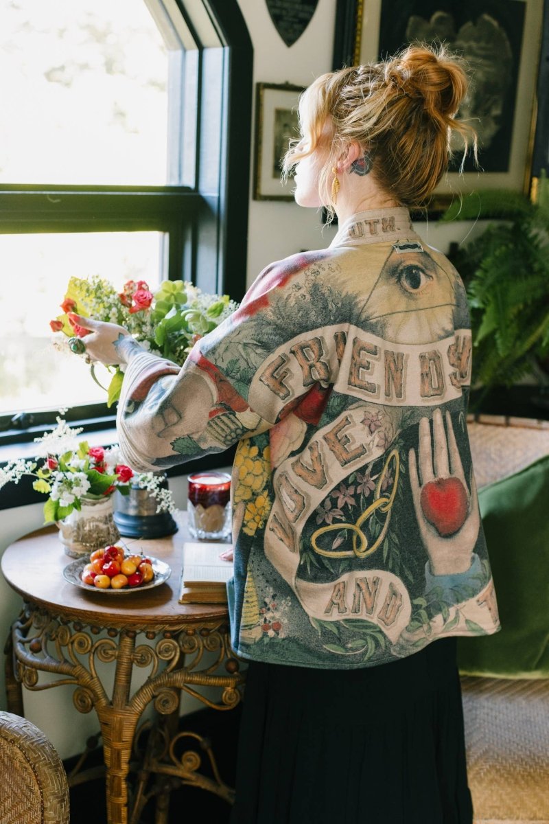 Friendship Love & Truth Fleece Kimono