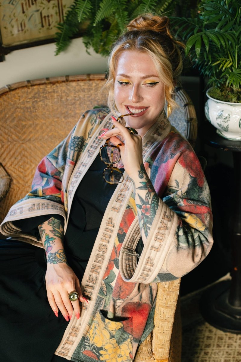 Friendship Love & Truth Fleece Kimono