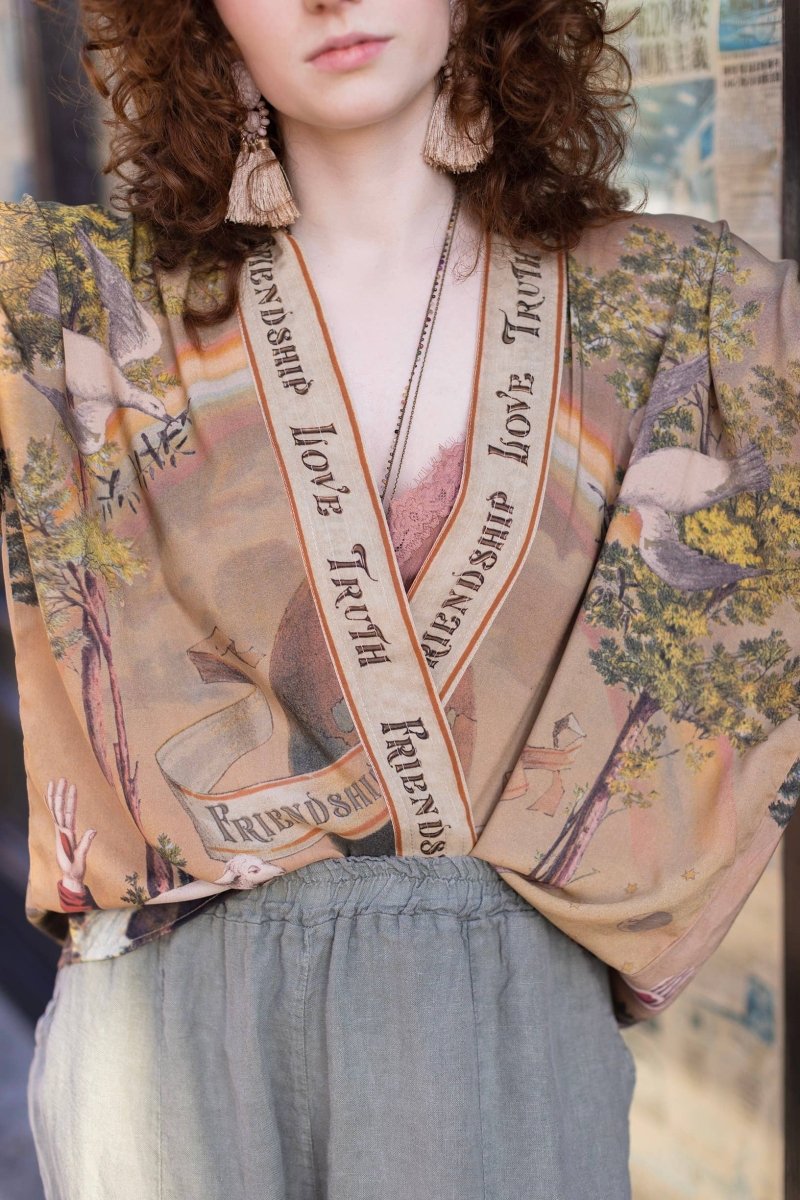 Friendship Love & Truth Cropped Kimono - Twitchers Emporium Store